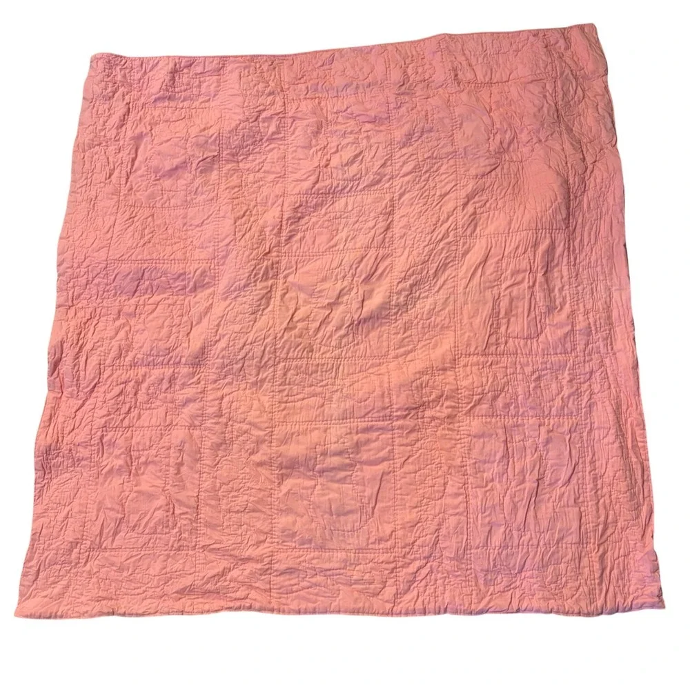 Vtg Handmade Baby Quilt Pink Applique Kitty Cat Cottagecore Nursery Blanket 39